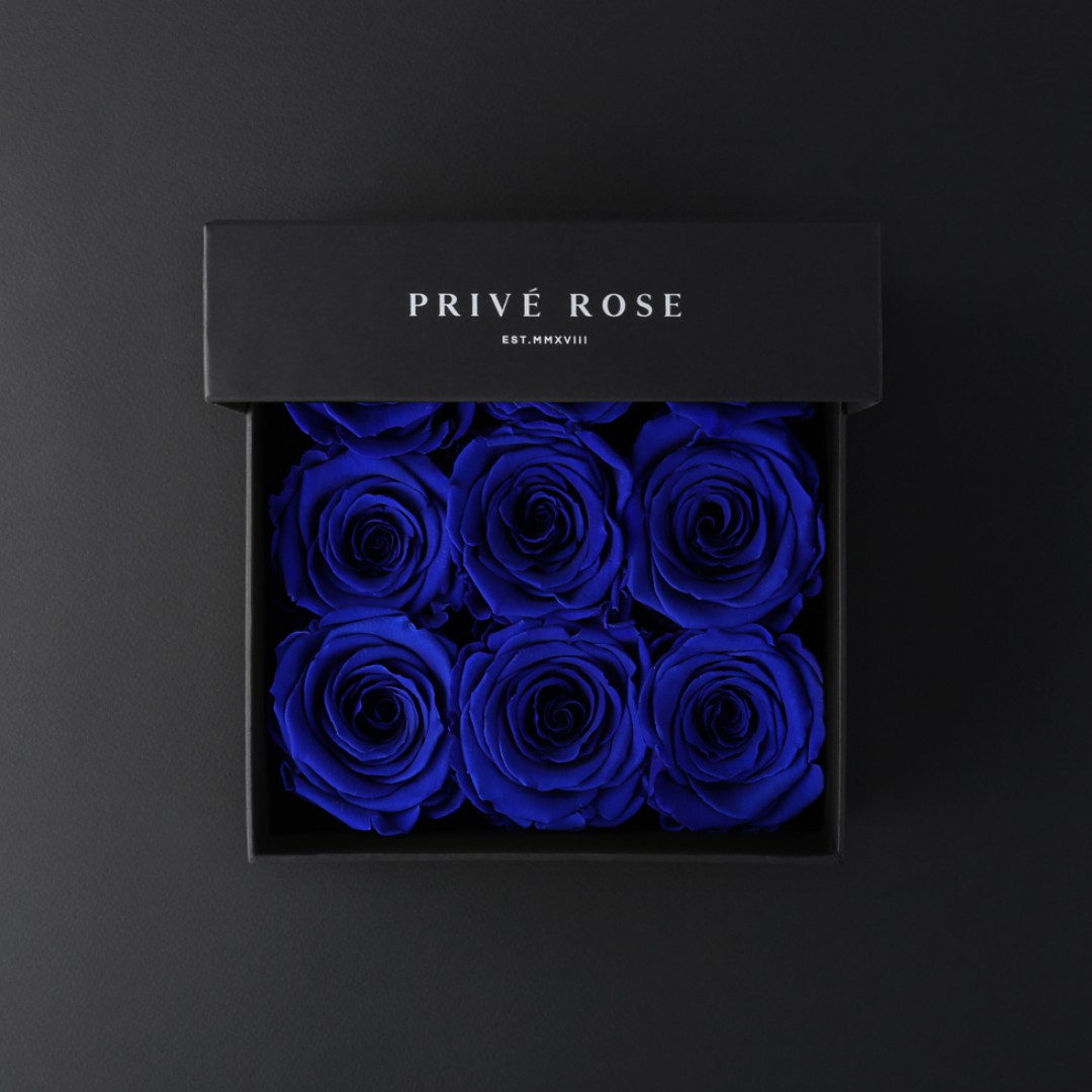بوكس ورد طبيعي دائم أزرق بريفي روز PRU23 - Prive Rose - باقة ورد طبيعي 9 وردات - ROSE بوكس ورد طبيعي دائم أزرق بريفي روز PRU23 - Prive Rose