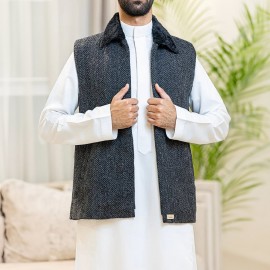 سديري رجالي صوف اسود H14